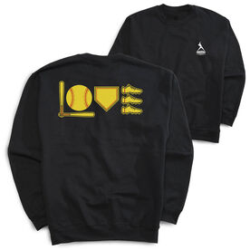 Softball Crewneck Sweatshirt - Love To Play (Back Design)