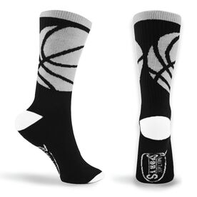 Basketball Woven Mid-Calf Socks - Ball Wrap (Black/White)