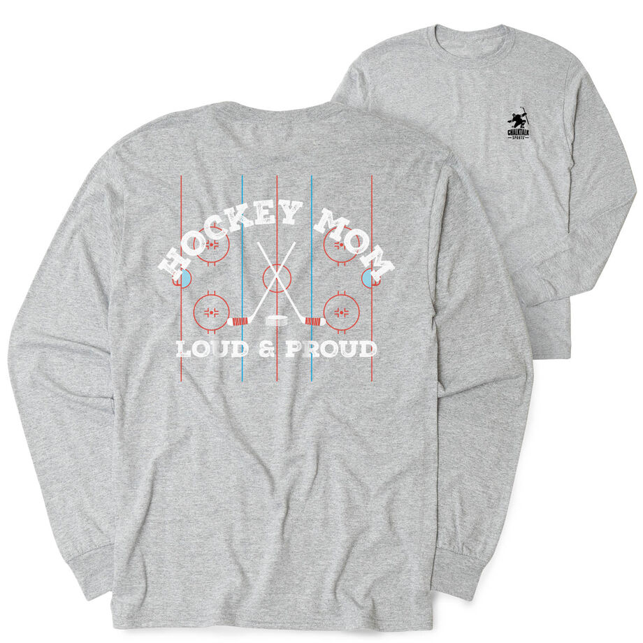 Hockey Tshirt Long Sleeve - Loud and Proud Hockey Mom (Back Design) 