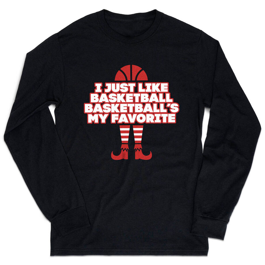 Basketball Tshirt Long Sleeve - Basketball's My Favorite - Personalization Image