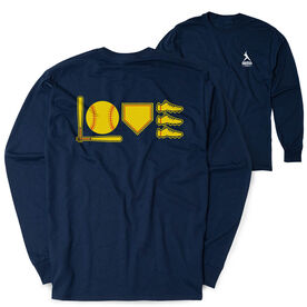 Softball Tshirt Long Sleeve - Love To Play (Back Design)