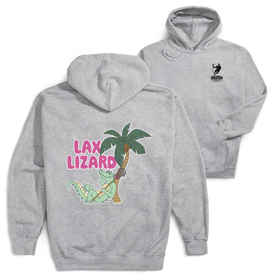 Guys Lacrosse Hooded Sweatshirt - Lax Lizard (Back Design)