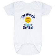 Softball Baby One-Piece - Apparently, I Like Softball