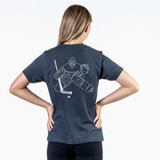 Hockey Short Sleeve T-Shirt - Hockey Goalie Sketch (Back Design)