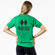 Skiing Short Sleeve T-Shirt - I'm Difficult (Back Design)