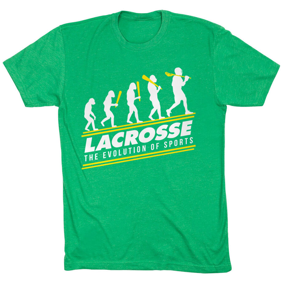 Guys Lacrosse Short Sleeve T-Shirt - Evolution of Lacrosse - Personalization Image