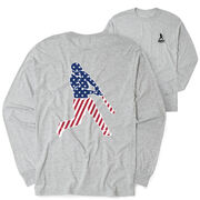 Baseball Tshirt Long Sleeve - Baseball Stars and Stripes Player (Back Design)