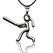 Silver Softball Girl (Stick Figure) Necklace