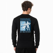Guys Lacrosse Tshirt Long Sleeve - Survival of the Fittest (Back Design)