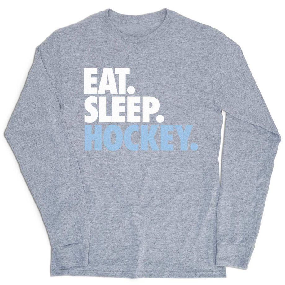 Hockey Tshirt Long Sleeve - Eat. Sleep. Hockey - Personalization Image