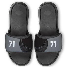 Hockey Repwell&reg; Slide Sandals - Puck and Number Reflected