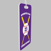Baseball Bag/Luggage Tag - Personalized Baseball Team with Crossed Bat