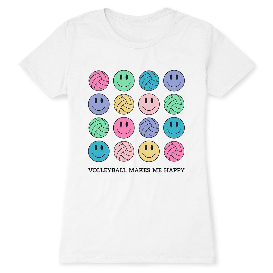Volleyball Women's Everyday Tee - Volleyball Makes Me Happy