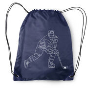Hockey Drawstring Backpack - Hockey Player Sketch