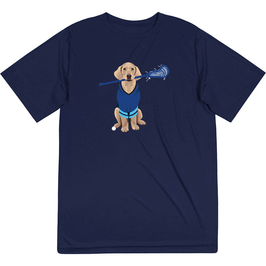 Guys Lacrosse Short Sleeve Performance Tee - Laxer the Lacrosse Dog