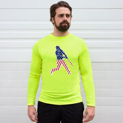 Baseball Long Sleeve Performance Tee - Baseball Stars and Stripes Player