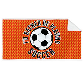 Soccer Premium Beach Towel - I'd Rather Be Playing Soccer