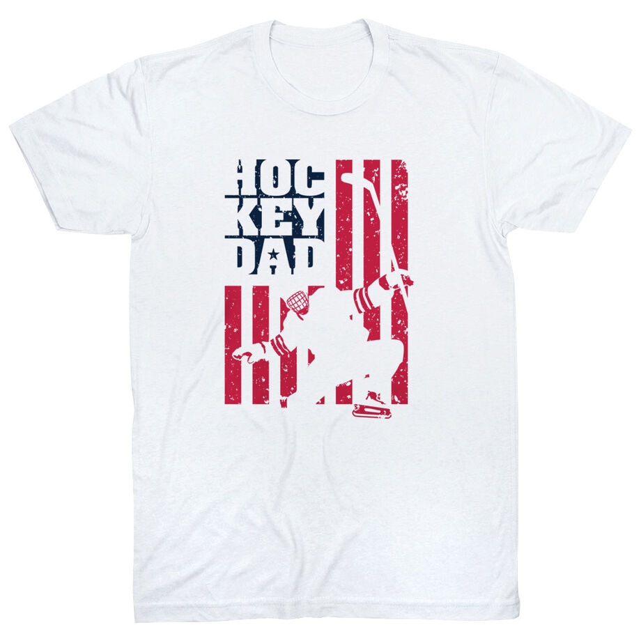 Hockey T-Shirt Short Sleeve - Hockey Dad American Flag