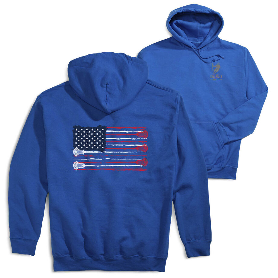 Guys Lacrosse Hooded Sweatshirt - USA Sticks (Back Design)