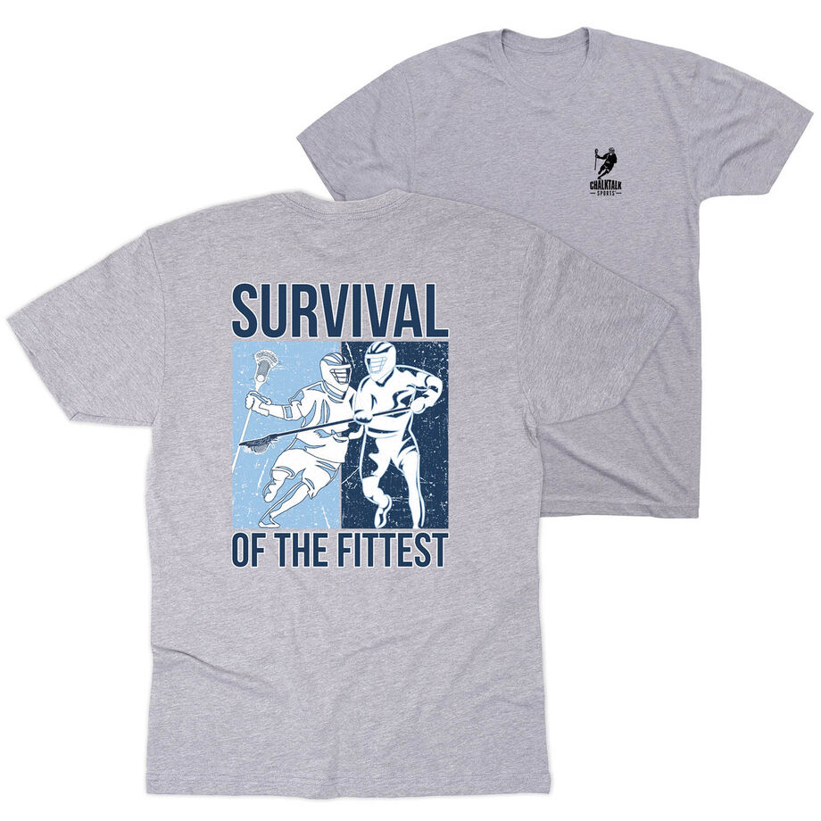 Guys Lacrosse Short Sleeve T-Shirt - Survival of the Fittest (Back Design)