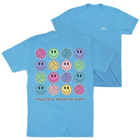Volleyball Short Sleeve T-Shirt - Volleyball Makes Me Happy (Back Design)