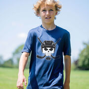 Hockey Short Sleeve Performance Tee - Hockey Helmet Skull