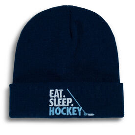 Hockey Embroidered Beanie - Eat Sleep Hockey