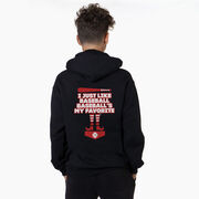 Baseball Hooded Sweatshirt - Baseball's My Favorite (Back Design)