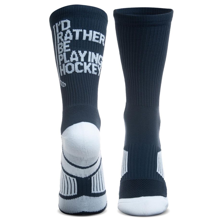 Hockey Woven Mid-Calf Socks - I'd Rather Be Playing Hockey