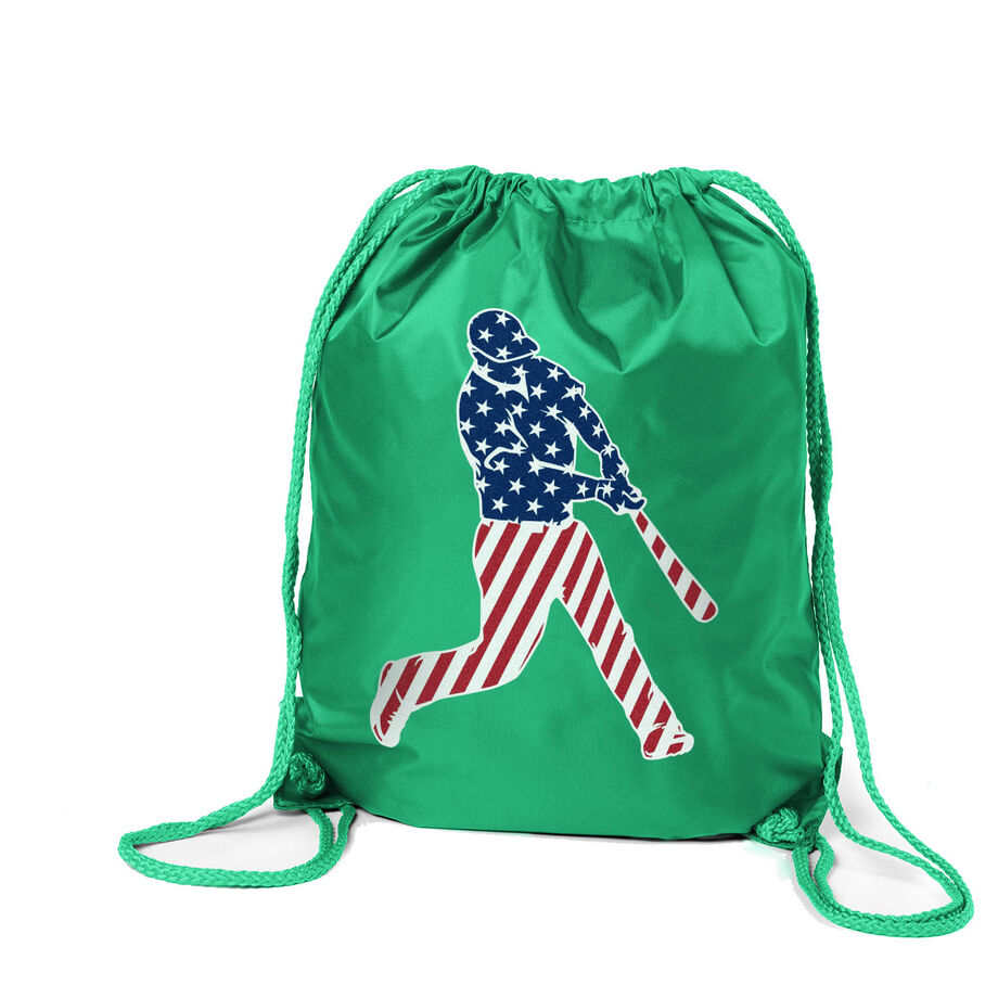 Baseball Drawstring Backpack - Baseball Stars and Stripes Player