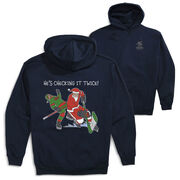 Hockey Hooded Sweatshirt - He's Checking It Twice (Back Design) 