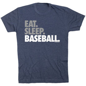 Baseball Tshirt Short Sleeve Eat Sleep Baseball Bold Text