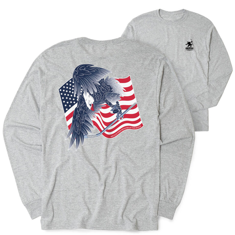 Hockey Tshirt Long Sleeve - Hockey Eagle (Back Design) 