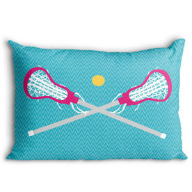 Girls Lacrosse Pillowcase - Crossed Sticks (Teal)