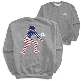 Volleyball Crewneck Sweatshirt - Volleyball Stars and Stripes Player (Back Design)