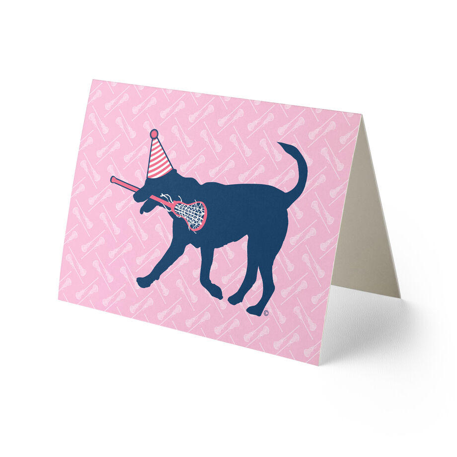 Girls Lacrosse Birthday Greeting Card - Lax Dog