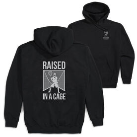 Guys Lacrosse Hooded Sweatshirt - Raised In The Cage(Back Design) [Adult Large/Black] - SS
