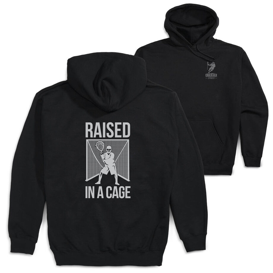 Guys Lacrosse Hooded Sweatshirt - Raised In The Cage (Back Design)