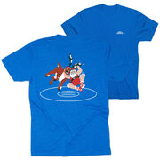 Wrestling Short Sleeve T-Shirt - Wrestling Reindeer (Back Design)