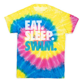 Swimming Short Sleeve T-Shirt - Eat. Sleep. Swim Tie Dye