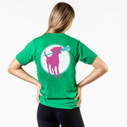 Girls Lacrosse Short Sleeve T-Shirt - Lacrosse Dog with Girl Stick (Back Design)