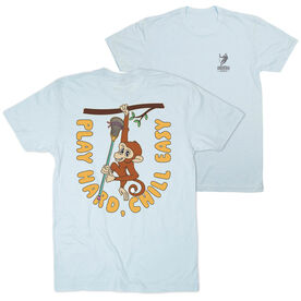 Guys Lacrosse Short Sleeve T-Shirt - Play Hard, Chill Easy (Back Design)