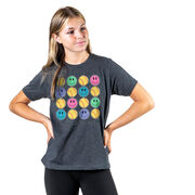 Softball Short Sleeve T-Shirt - Softball Makes Me Happy