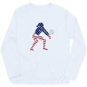 Volleyball Long Sleeve Performance Tee - Volleyball Stars and Stripes Player