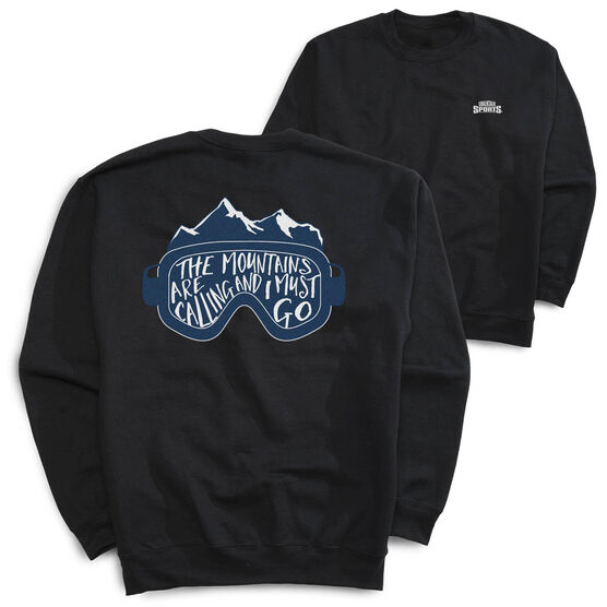 Skiing Crewneck Sweatshirt - The Mountains Are Calling (Back Design)