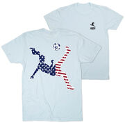 Soccer Short Sleeve T-Shirt - Girls Soccer Stars and Stripes Player (Back Design)