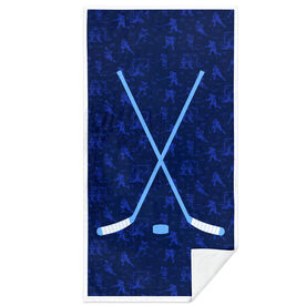 Hockey Premium Beach Towel - Blue Crossed Hockey Sticks