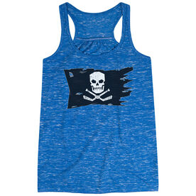 Hockey Women's Flowy Racerback Tank Top - Hockey Pirate Flag