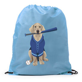 Baseball Drawstring Backpack - Dinger the Baseball Dog