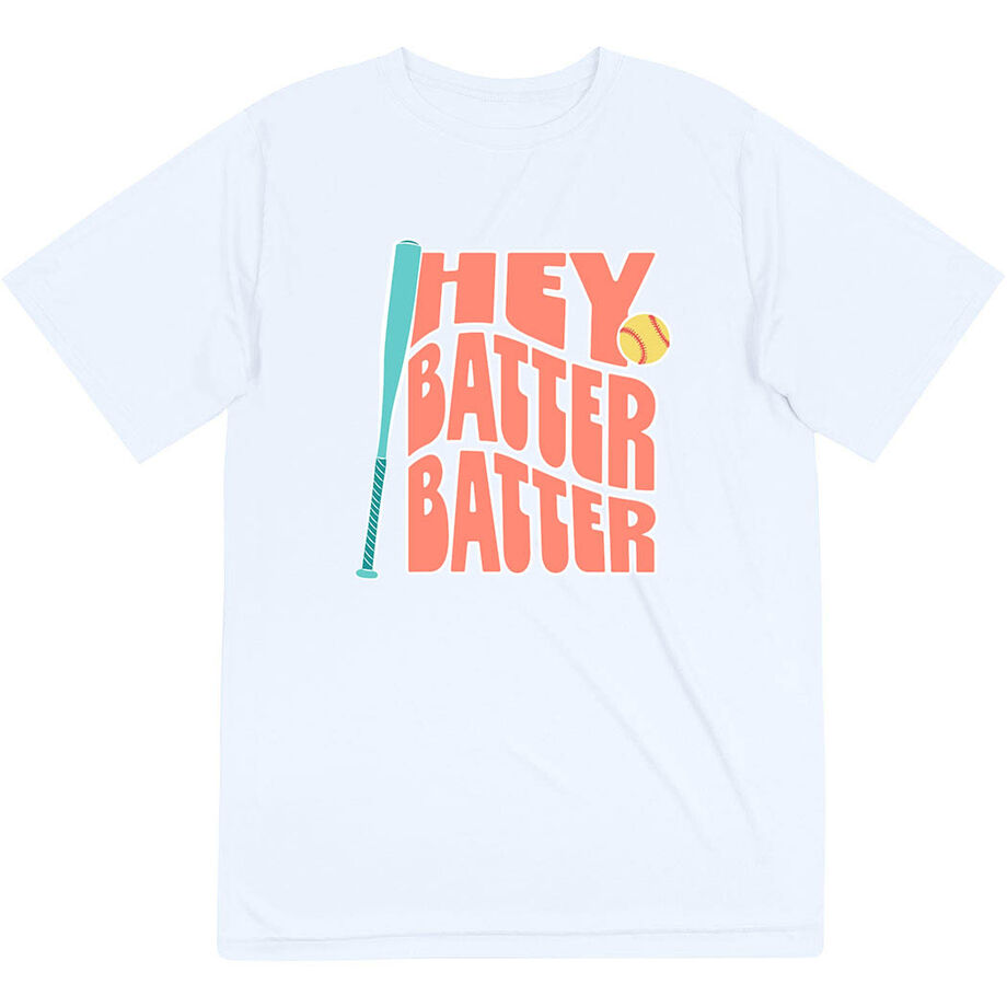 Softball Short Sleeve Performance Tee - Hey Batter Batter